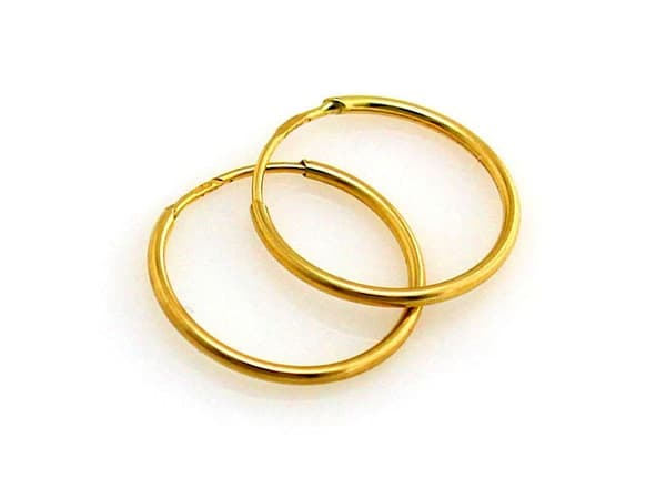 585 GULDÖRHÄNGEN, creoler, diameter 16 mm, grå, modernt spänne