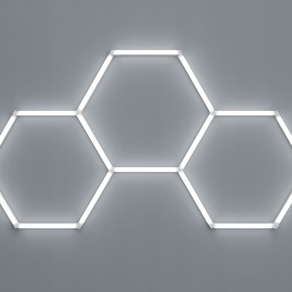 HEXAGON 3 hvid aluminiums loftlampe til garage 6500K