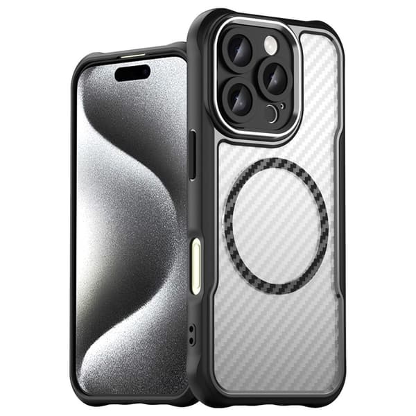 iPhone 16 Pro-cover, Fusion Hybrid Carbon, MagSafe-resistent, sort