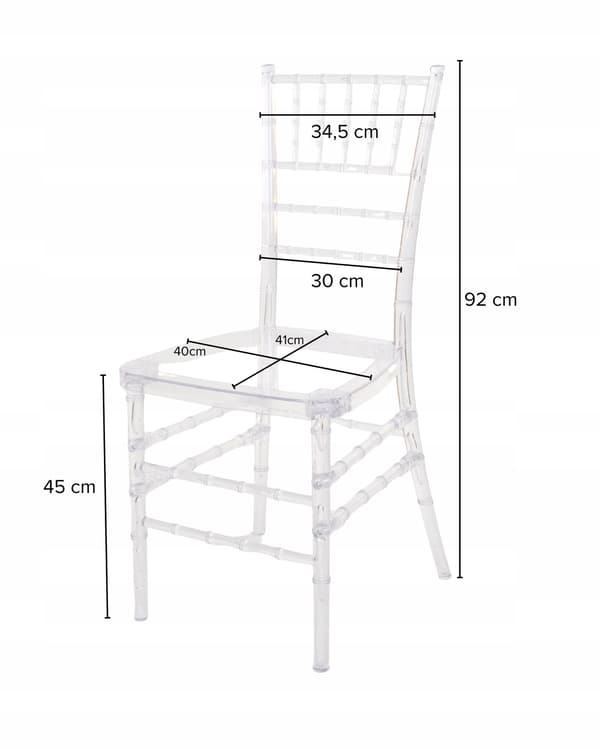 Chiavari stole transparente, 4 stk., elegante, bryllupsbanketstole