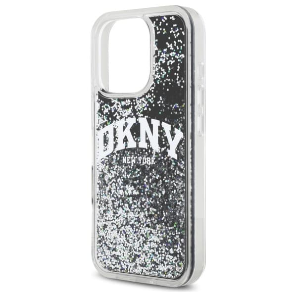 DKNY Liquid Glitter Arch Logo-cover til iPhone 16 Pro Max, sort