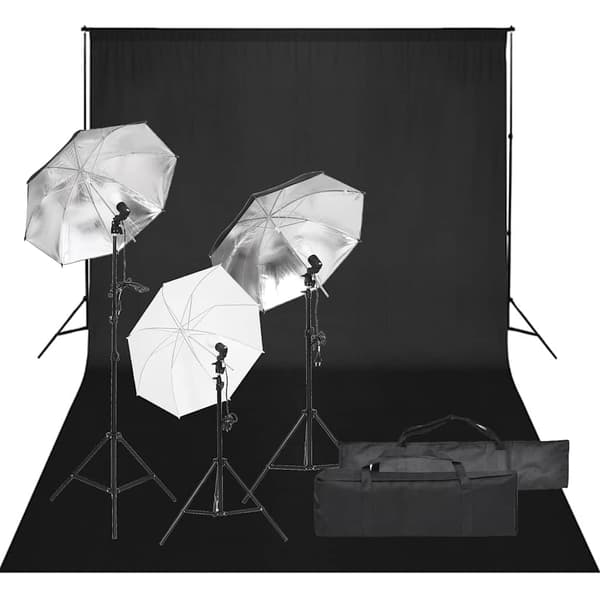 vidaXL Valokuvausstudiosetti valoilla ja taustalla