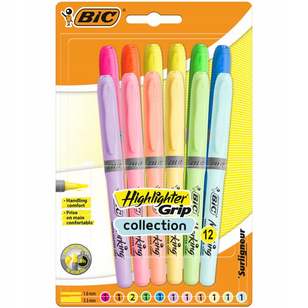 BIC overstregningstusch, pastel, 12 farver, 3732