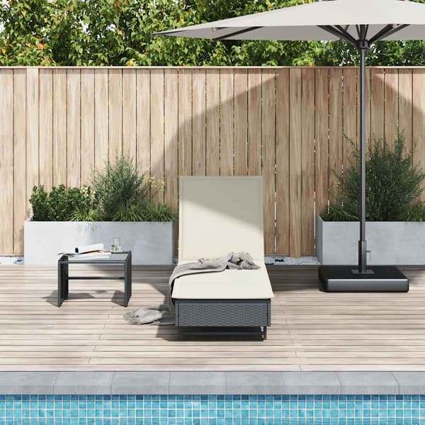 vidaXL liggestol med hjul og hynde, sort, polyrattan