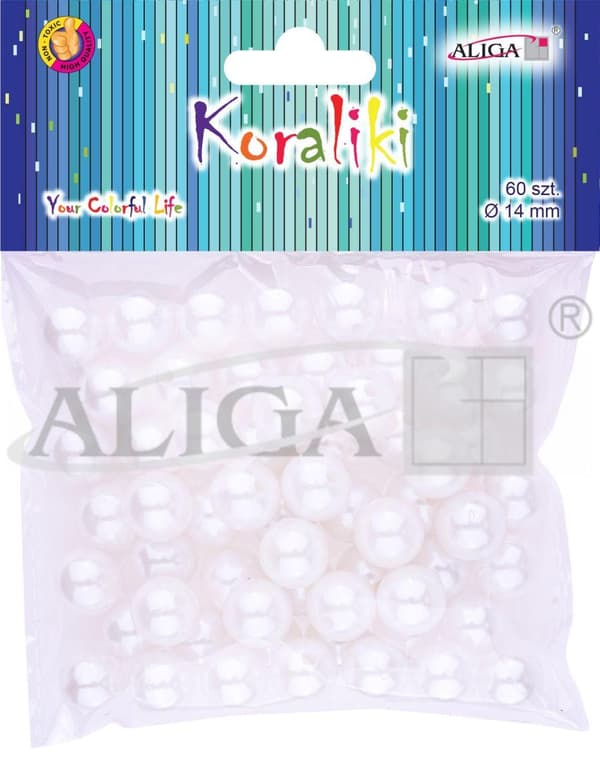 Plastikperleperler, diameter 14 mm, diameter 3 mm
