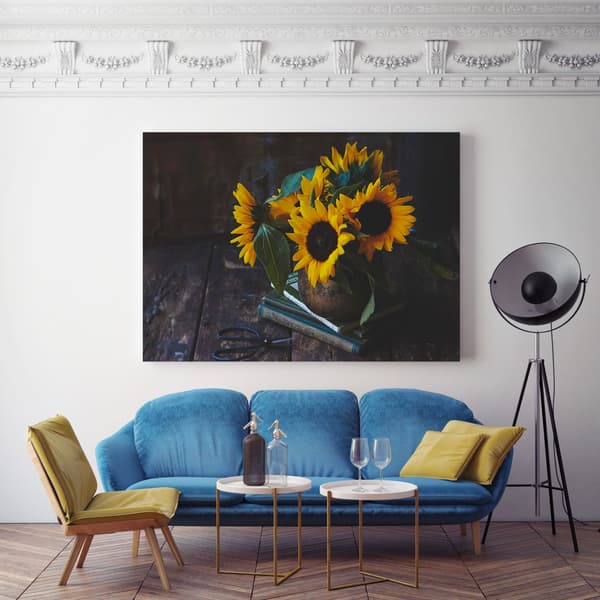 Canvastavla Solrosor i vas 90x60 cm