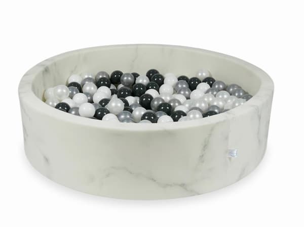 Tør pool 110x30 marmor med 400 bolde: hvid, perlemor, sølv, grafit