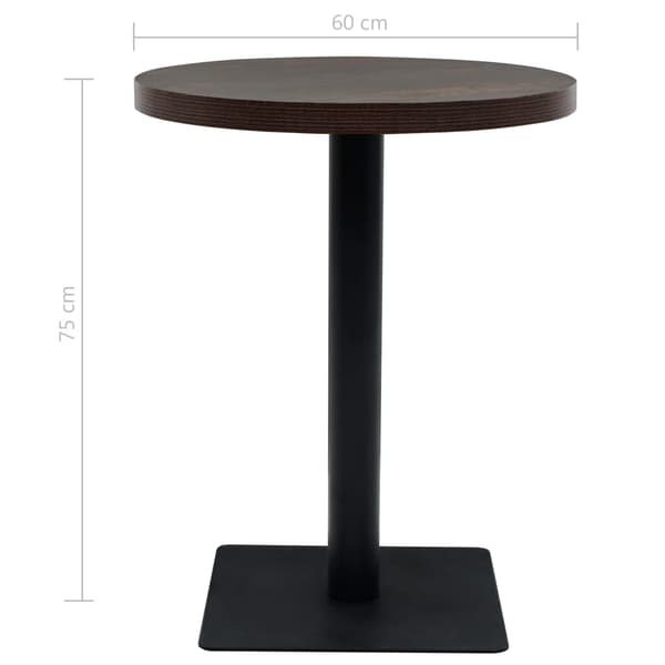 vidaXL MDF bistrobord med stålbas 60x75 cm mörk ask