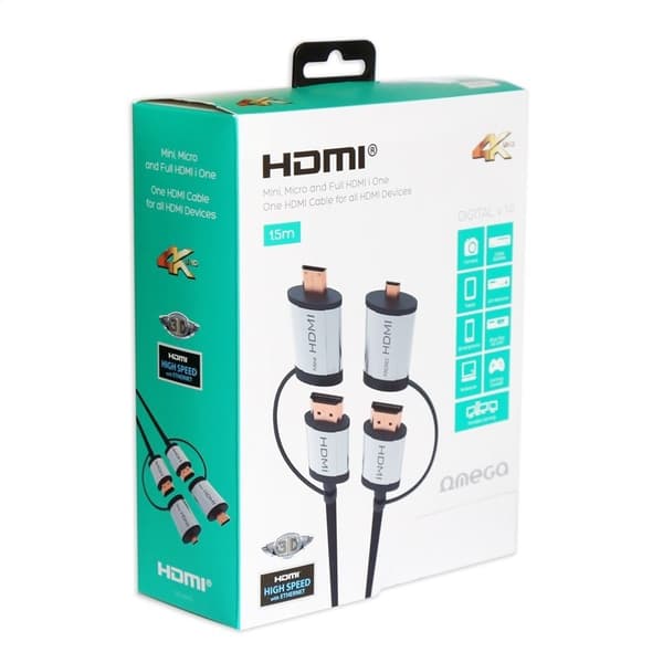 OMEGA HDMI KABEL + ADAPTER mini/micro HDMI 1.4 4K 1,5M SORT [43865]