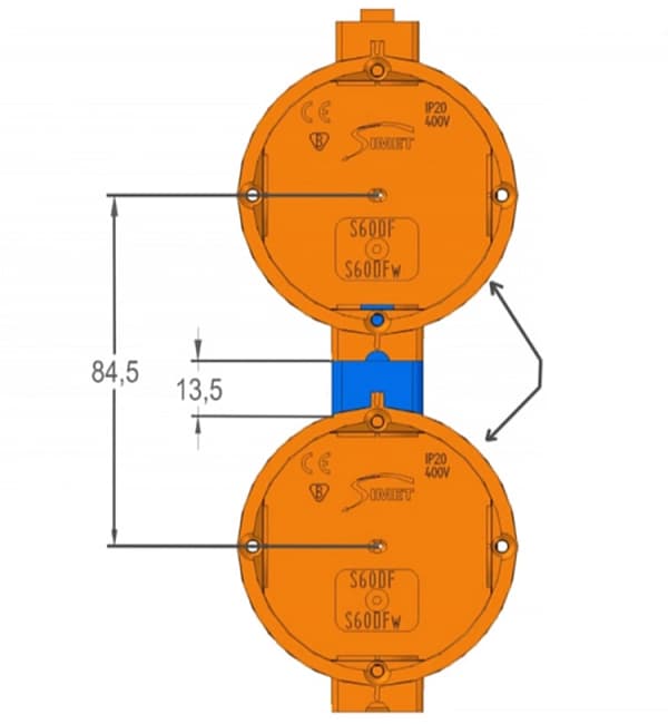 Seriell infälld elbox 80 mm djup med skruvar 1 st SIMET