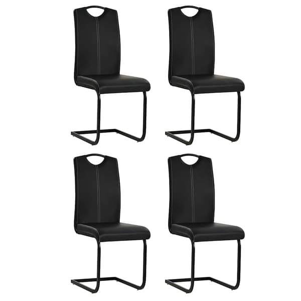 vidaXL Cantilever spisestole, sæt med 4, sort, kunstlæder