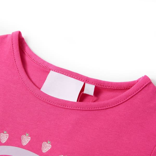 Barn-T-shirt, mörkrosa, 116
