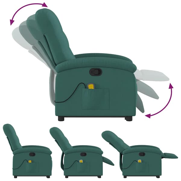 vidaXL Lyftbar massagefåtölj mörkgrön tyg
