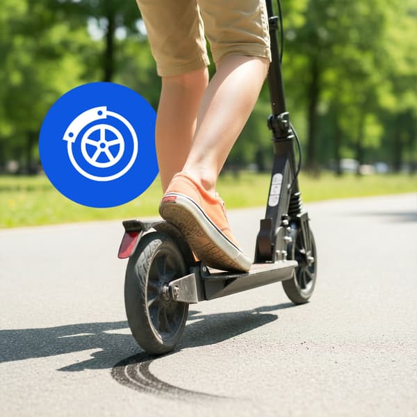 Scooter med flaskhållare, rem, broms, hopfällbar, fram- och bakfjädring