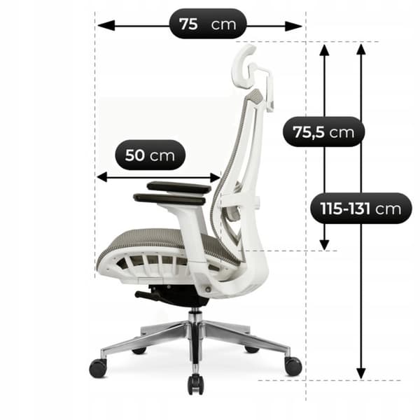 SKY Ergonomisk Drejelig Kontorstol, Beige, Moderne