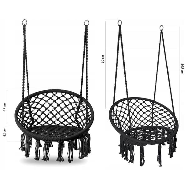 Stork's Nest gyngestol i haven, boho, 120 cm, sort