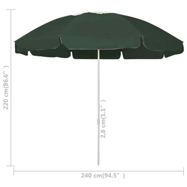 vidaXL Strandparasoll, Grön, 240 cm