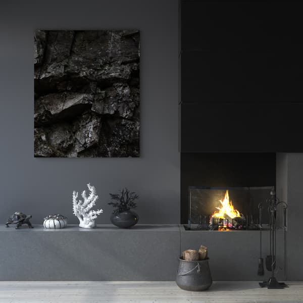 Lærredstryk Natur Sorte sten 60x90 cm