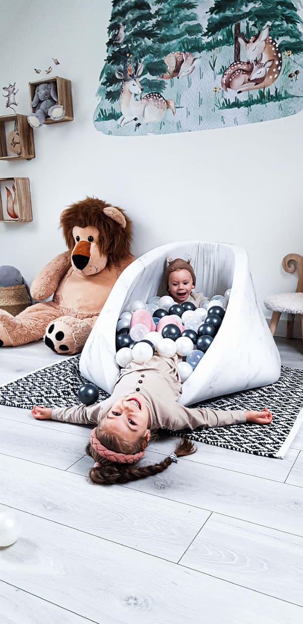 Tør pool 110x40 marmor med 500 bolde: lys mint, lys pink perle, lyseblå perle, perle, grå