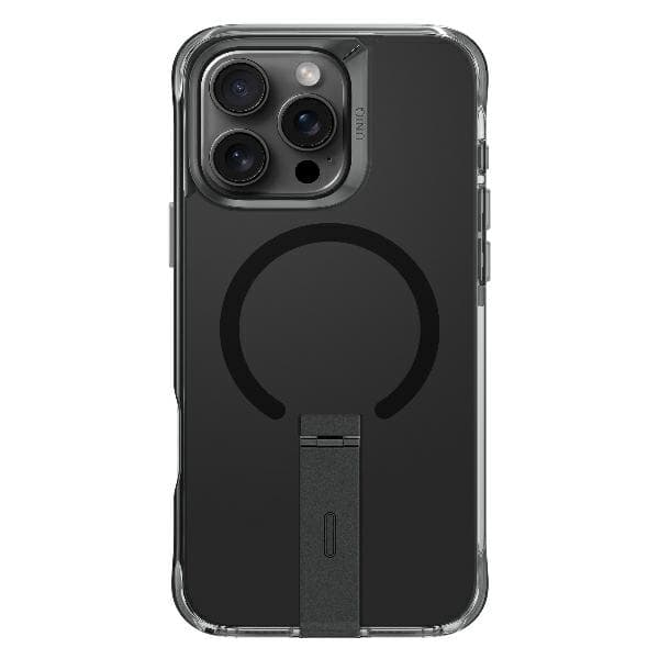 UNIQ Eleva-cover med Vertica-stativ til iPhone 16 Pro, sort