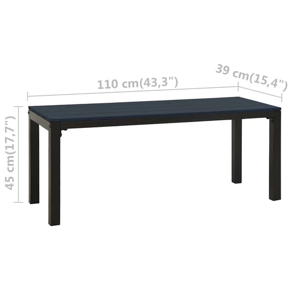 vidaXL Puutarhapenkki 110 cm teräs ja WPC musta