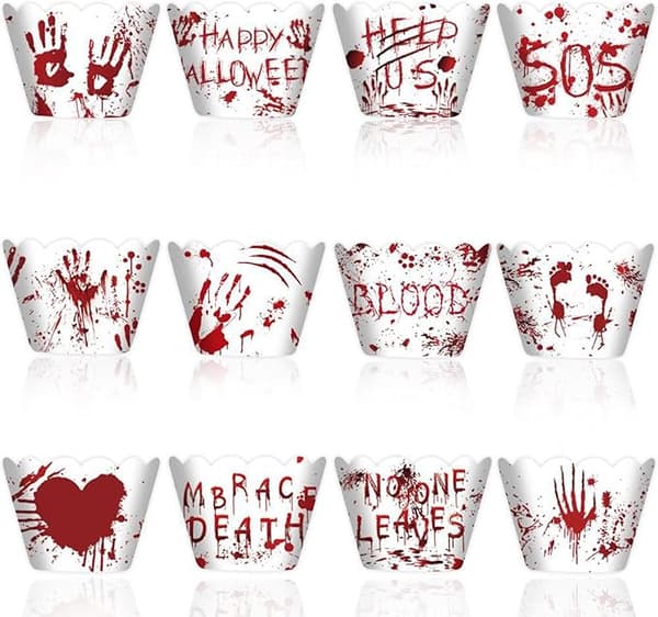 12x Halloween Blodskräcksmuffinsformar