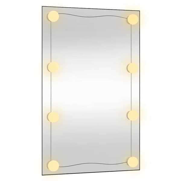 vidaXL Väggspegel med LED, 50x80 cm, Glas, Rektangulär