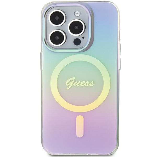 Guess IML Iridescent MagSafe-etui til iPhone 15 Pro Max, lilla