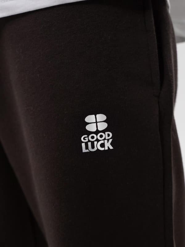 Herr Bruna mjukisbyxor GOOD LUCK Tryckt logotyp M