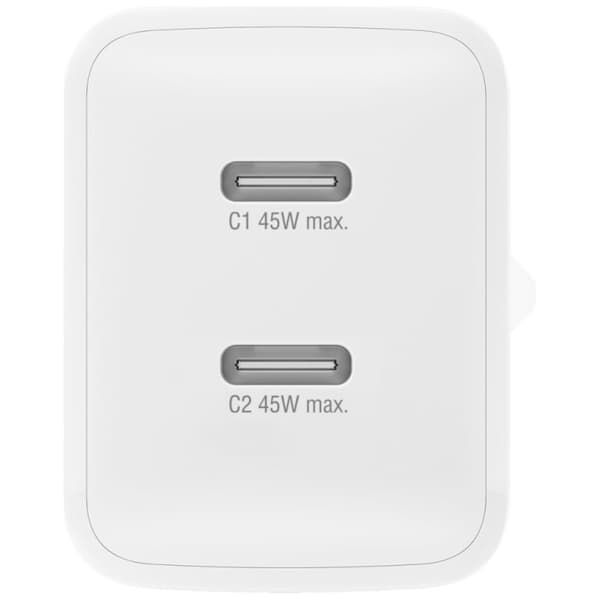 4smarts PDPlug Dual 45W GaN 2xUSB-C Vægoplader Hvid