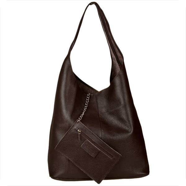 Chokladbrun shopper-axelväska i läder