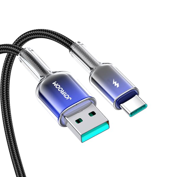 Crystal-Clear Series 3A USB-A - USB-C Kabel 1,2m - Sort
