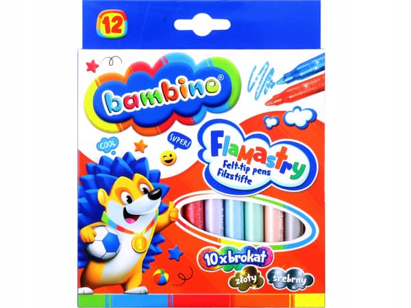 Bambino Glitter Markers 12 Farver Guld Sølv