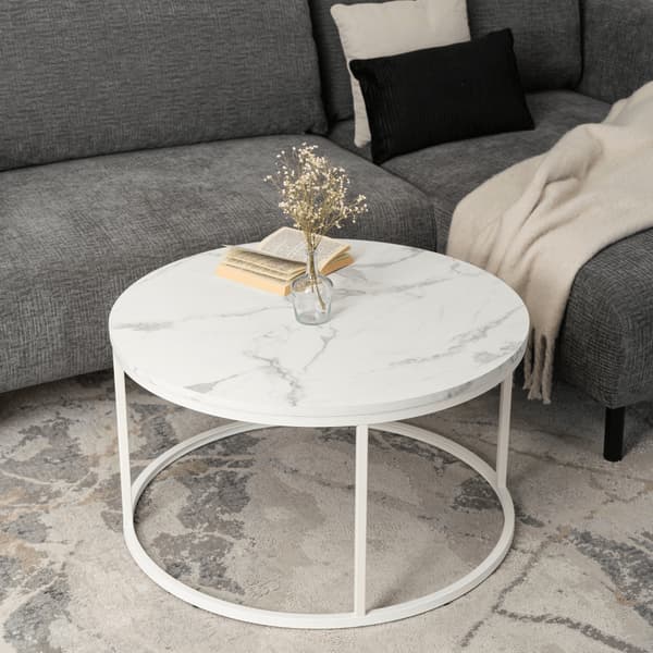 AGNES MAX sofabord 80 cm hvid marmor moderne