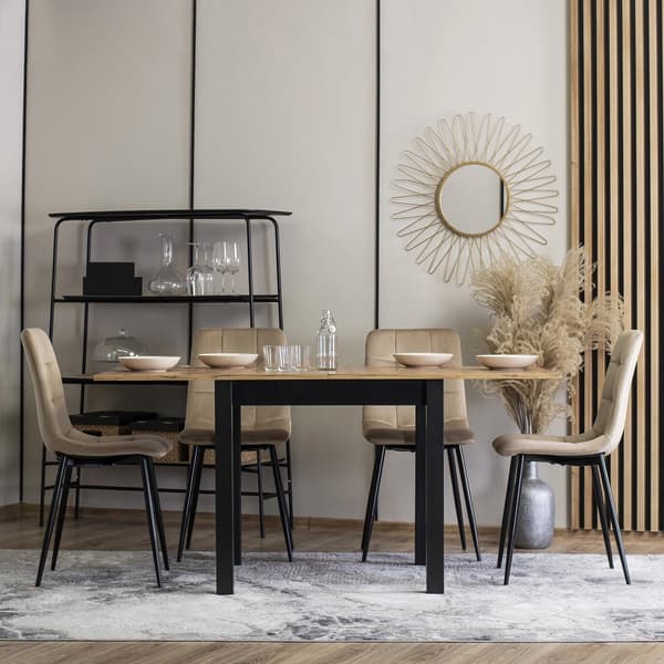 Klädd matstol PERU Beige sammet Modern Loft