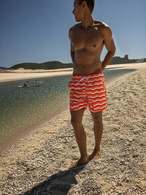 MyStars Waves Herr Orange Badshorts S