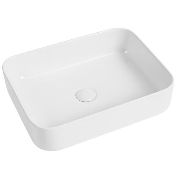 Rektangulær bordvask 50×40×13,5 cm blank hvid - Aquaterris