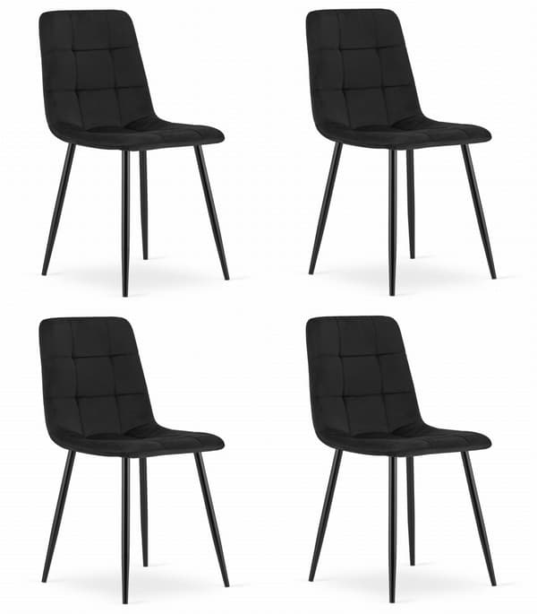 KARA stol - svart sammet x 4