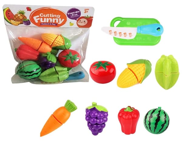 Plastfrukter och grönsaker för skärning