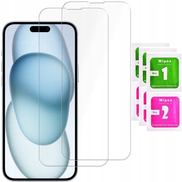 2x Hærdet glas til Apple iPhone 15 Plus glas 9H