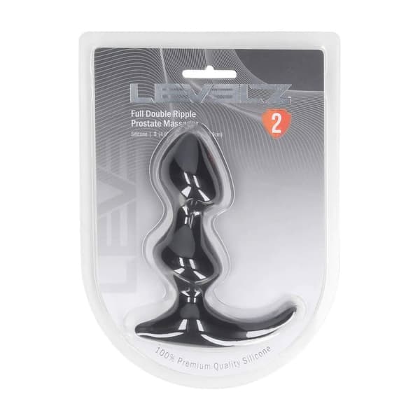 Fuld Dobbelt Ripple Silikone Prostata Massager - Sort