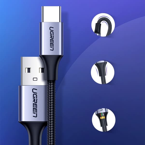 USB-kaapeli - USB-C QC 3.0 3A 1m harmaa