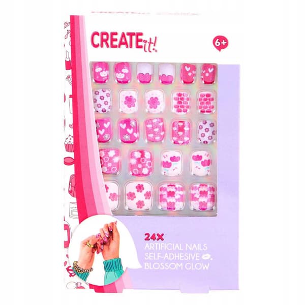Självhäftande konstnaglar för barn 24 st Create IT!
