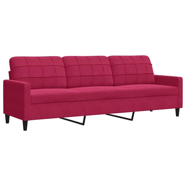 vidaXL 3-sitssoffa vinröd 210 cm klädd i sammet