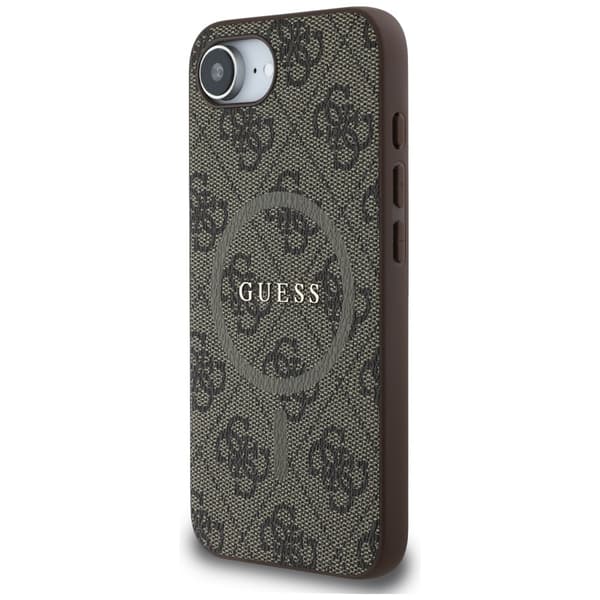Guess 4G Ring Classic Logo MagSafe-etui til iPhone 16e, brun