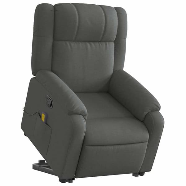 vidaXL Lyftbar massagefåtölj mörkgrå tyg