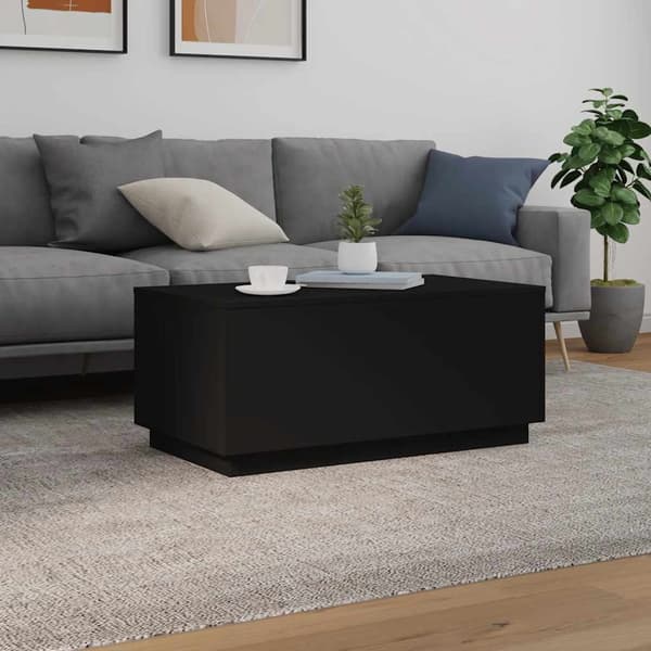 vidaXL sofabord med LED-belysning, sort, 90x50x40 cm