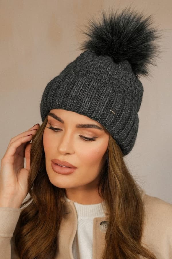 Kamea-Furja Graphite Vinterhatt för kvinnor med Eco Pompom