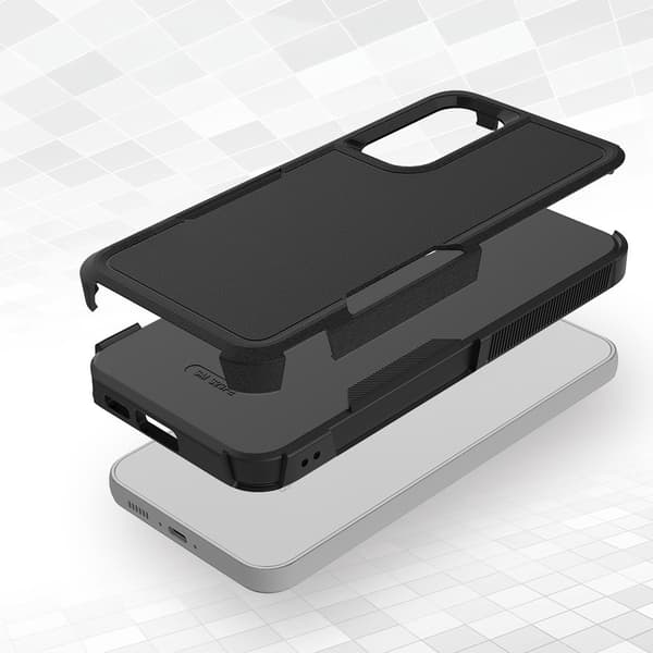 Pansret cover til Samsung Galaxy S23 FE, dobbelt stødsikker, sort