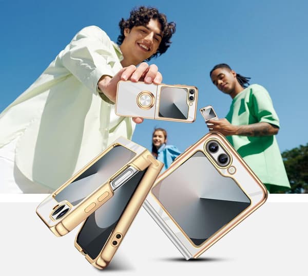 Etui til Samsung Galaxy Z Flip7 FE / Z Flip6, Electro Ring, hvid